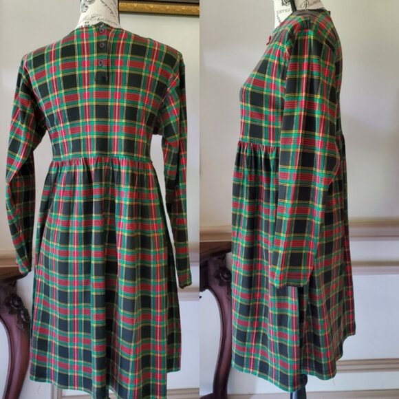 Vintage plaid A-line babydoll long sleeve dress - Picture 4 of 6